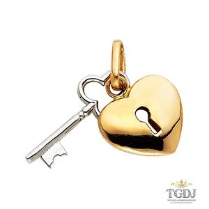 14K Two Tone Key to My Heart Pendant